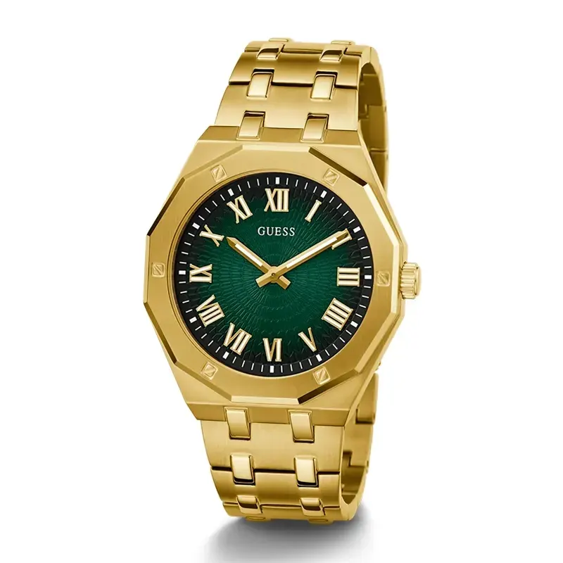 Guess Asset Green Sunray Dial Gold-tone Men's Watc- GW0575G2